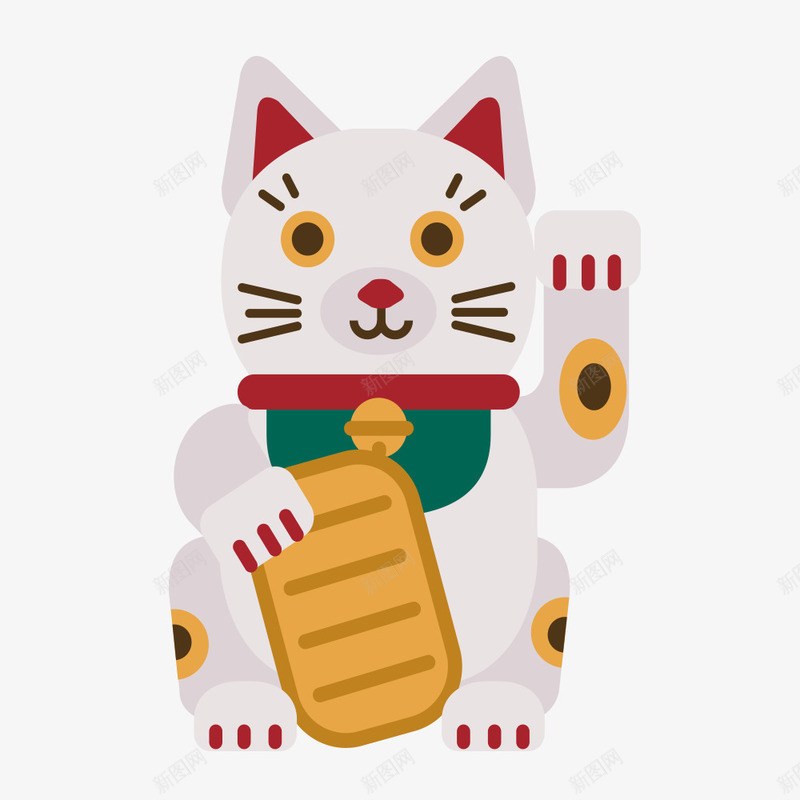 卡通招财猫矢量图ai免抠素材_新图网 https://ixintu.com 创意卡通 卡通 卡通插图 家居摆件 招财猫 插图 矢量图