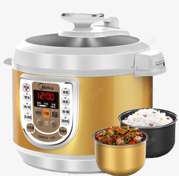 美的W13PCS503E智能电压力锅png免抠素材_新图网 https://ixintu.com 双胆 智能 高压