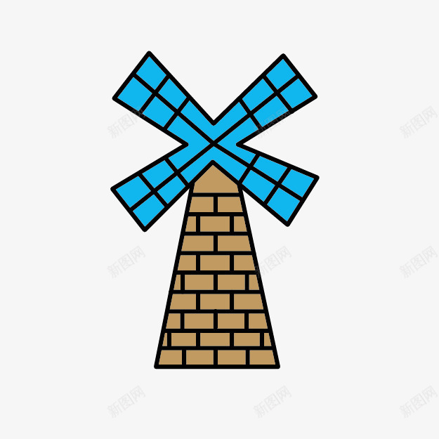 卡通荷兰风车png免抠素材_新图网 https://ixintu.com 卡通风车 手绘卡通 荷兰风车 风车