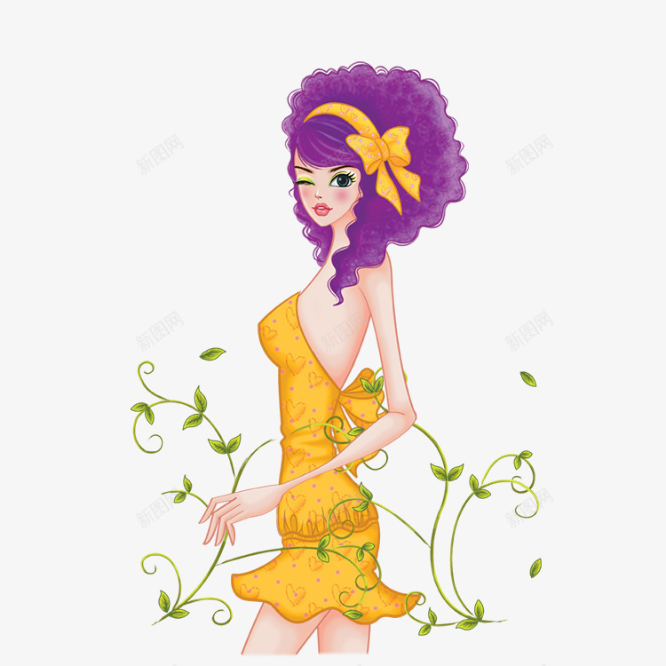 韩式美女插画png免抠素材_新图网 https://ixintu.com 插画 美图 美女 韩式卡通画
