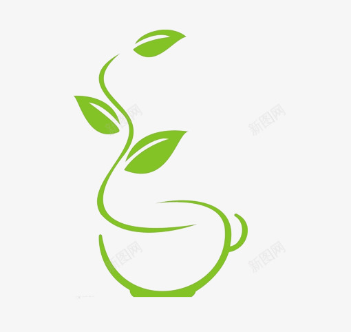健康成长png免抠素材_新图网 https://ixintu.com 优雅 杯子 绿色 设计