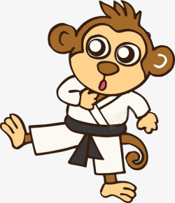 练跆拳道的猴子素材