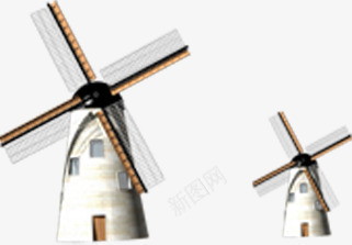 手绘白色风车建筑png免抠素材_新图网 https://ixintu.com 建筑 白色 风车
