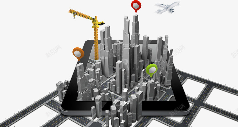 平板电脑上的城市建筑png免抠素材_新图网 https://ixintu.com 商务 城市建筑 定位 平板 平板电脑 建筑