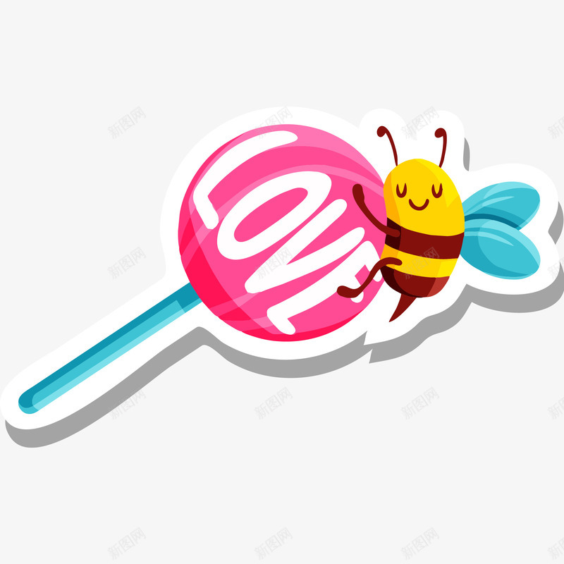 彩色棒棒糖卡通插画矢量图ai免抠素材_新图网 https://ixintu.com 免抠PNG 彩色 彩色棒棒糖卡通插画 棒棒糖 甜食 蜜蜂 矢量图