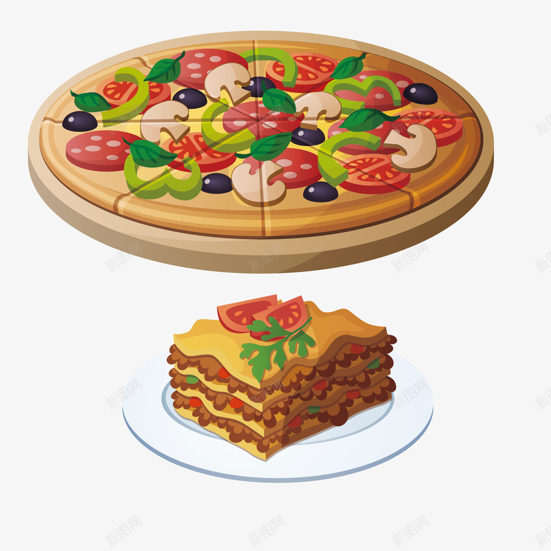 意大利快餐美食png免抠素材_新图网 https://ixintu.com 千层饼 披萨 水果 矢量源文件素材 美食街