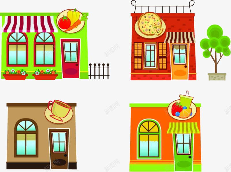 披萨店铺png免抠素材_新图网 https://ixintu.com 卡通 卡通手绘 吃饭 商店 店铺 房子 披萨店 早餐 早餐店 早饭