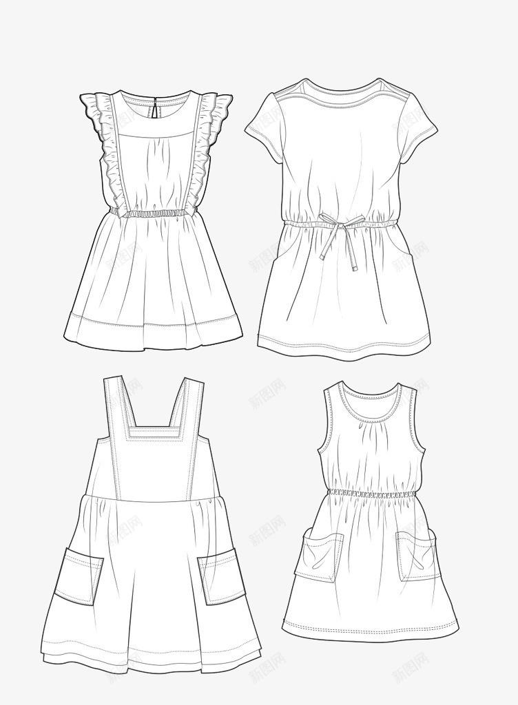 素描裙子png免抠素材_新图网 https://ixintu.com 吊带 手绘 礼服 系带 素描 腰带 花边 裙子 设计稿