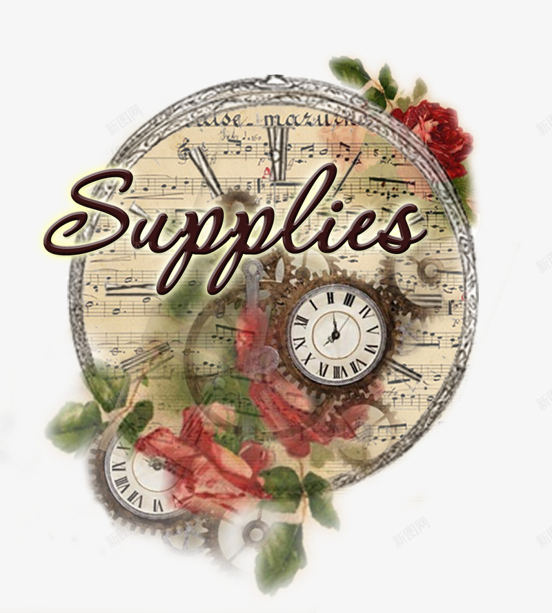 大钟表套小钟表带玫瑰五线谱曲png免抠素材_新图网 https://ixintu.com supplies 五线曲谱 红玫瑰 老式钟表