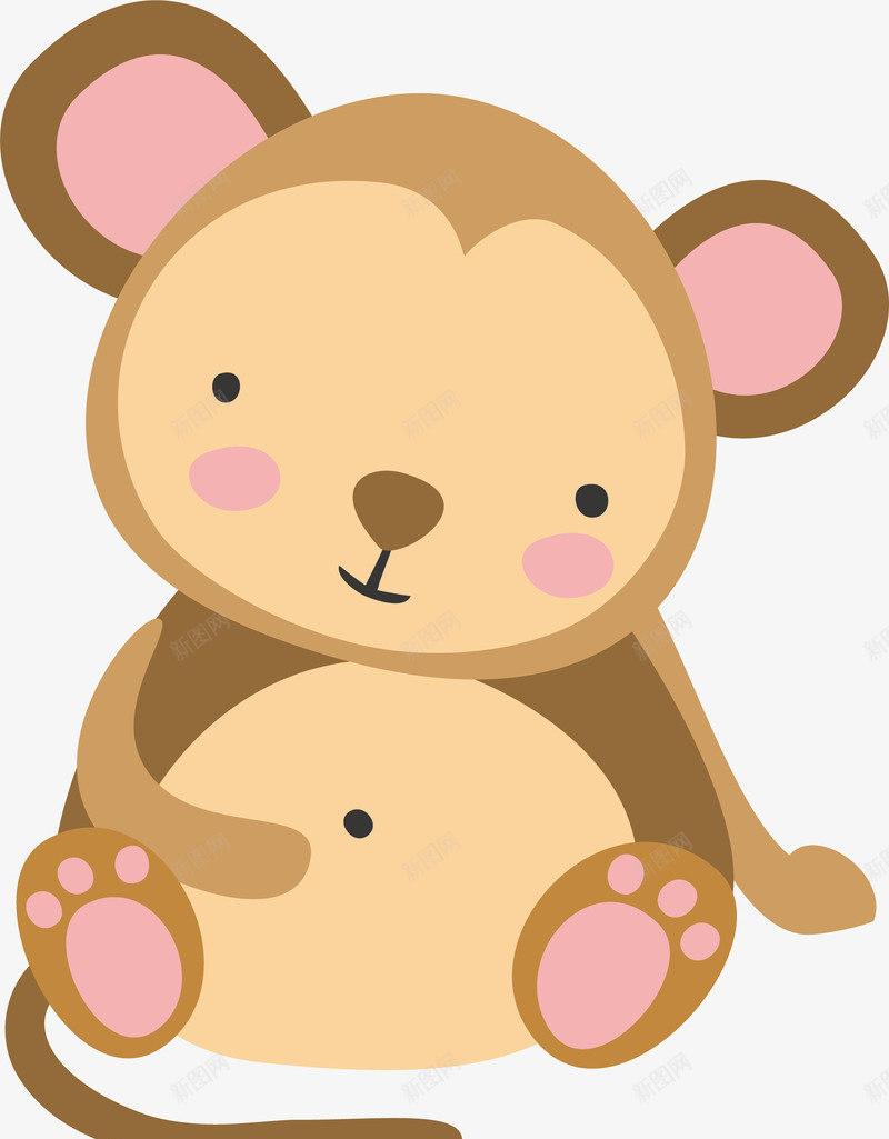 坐地上的小猴子png免抠素材_新图网 https://ixintu.com 动物 动物园 卡通可爱 坐地上 小猴子 水彩 矢量图案