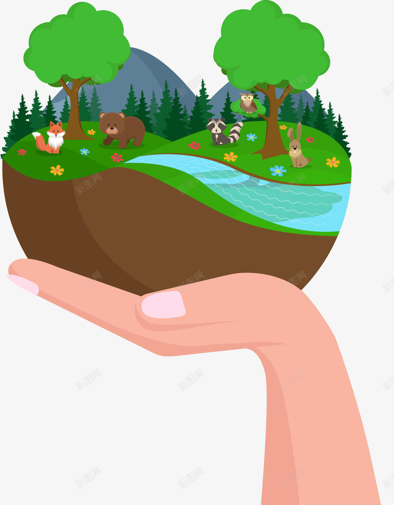 手捧地球可爱装饰图案png免抠素材_新图网 https://ixintu.com 世界母亲 卡通 可爱 地球日 手举地球 矢量图案 绿色