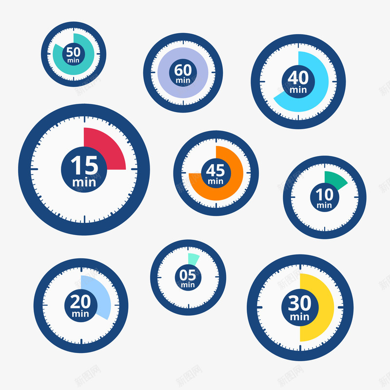 倒计时png免抠素材_新图网 https://ixintu.com AI格式 倒计时 彩色计时器矢量下载 时间 计时器