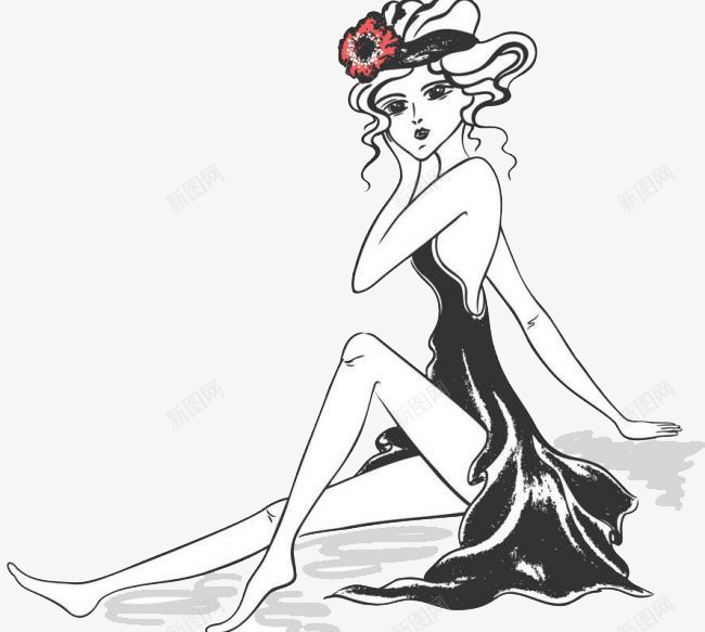 优雅的黑色女人png免抠素材_新图网 https://ixintu.com 优雅 女人 帽子