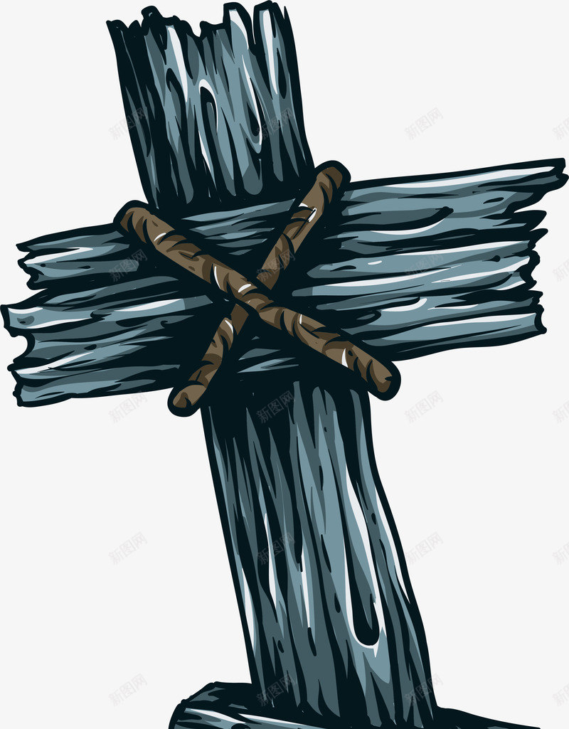 蓝色简约十字架png免抠素材_新图网 https://ixintu.com 万圣节 墓地 妖魔鬼怪 惊悚恐怖 蓝色十字架 鬼节