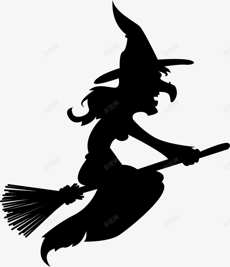 黑色简约巫婆图标png_新图网 https://ixintu.com 万圣节 可爱 惊悚恐怖 节日鬼怪 装饰图案 鬼节 黑色巫婆