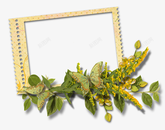 蝴蝶原创植物边框png免抠素材_新图网 https://ixintu.com 原创 植物 蝴蝶 边框