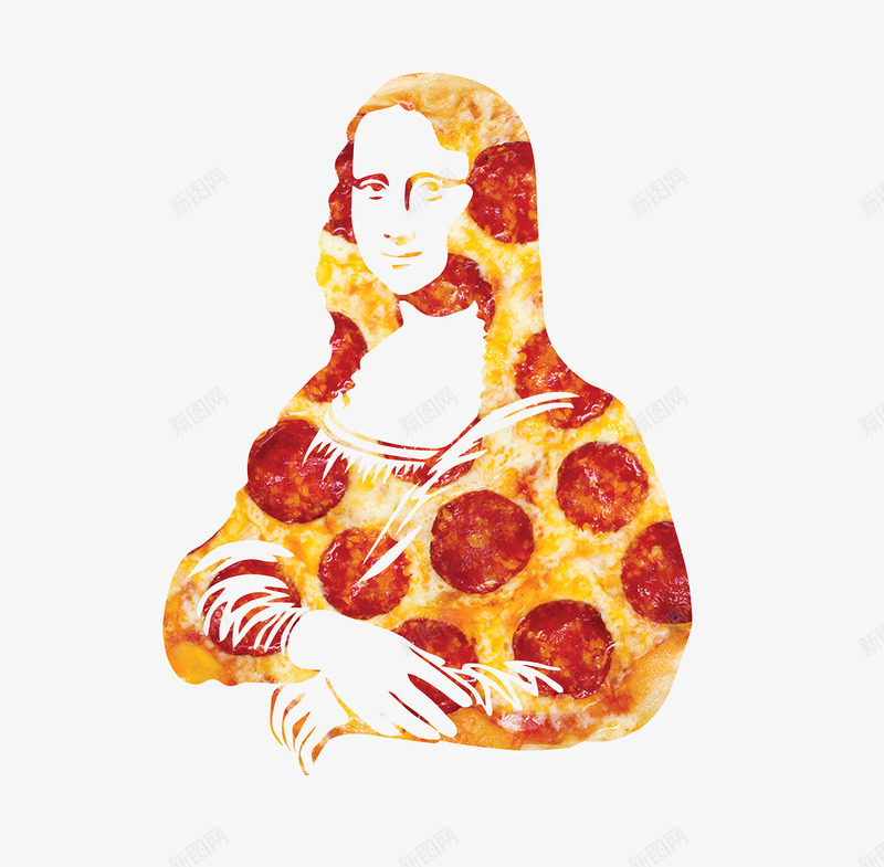 披萨蒙娜丽莎装饰图案图png免抠素材_新图网 https://ixintu.com 世界名画 创意设计 名画 披萨 蒙娜丽莎