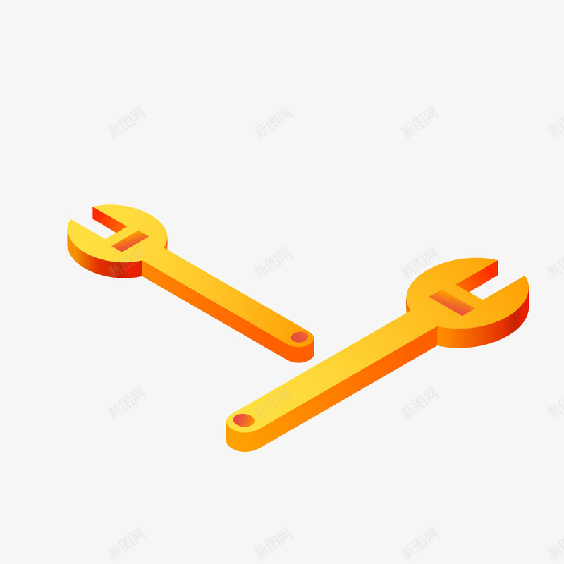 金黄色修理扳手png免抠素材_新图网 https://ixintu.com 修理 工具 扳手 金黄色