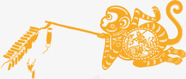 猴子png免抠素材_新图网 https://ixintu.com 中国民间工艺 喜庆 金色剪纸 鞭炮