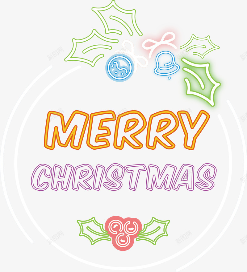 红色线条霓虹圣诞快乐艺术字png免抠素材_新图网 https://ixintu.com merryChristma merryChristmas 圣诞快乐 圣诞节 矢量png 艺术字 英文艺术字