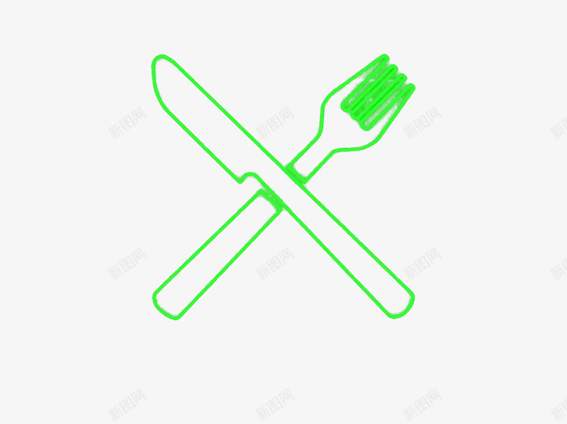 绿色发光刀叉png免抠素材_新图网 https://ixintu.com 光效 刀叉 发光 绿色 霓红 霓虹灯管