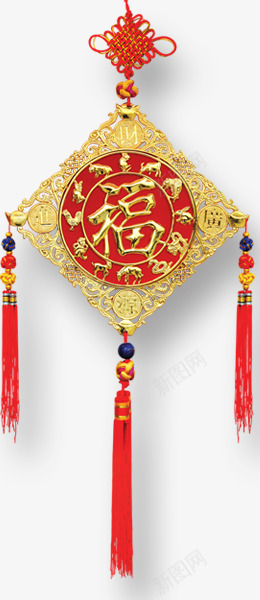 中国风福吊牌金色吊牌png免抠素材_新图网 https://ixintu.com 中国风 吊牌 金色