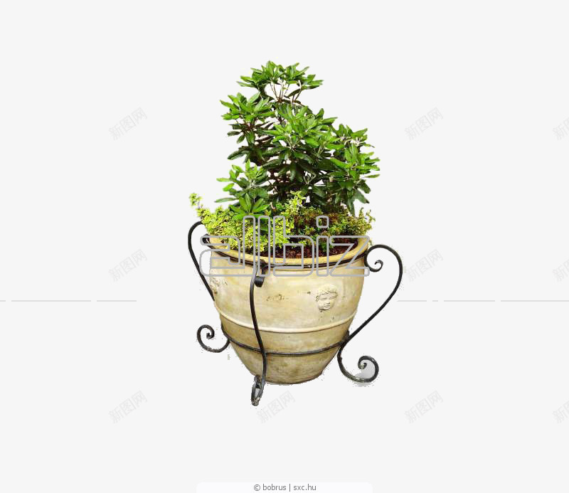 托底花架png免抠素材_新图网 https://ixintu.com 屋里 摆放 架子 花盆 铁质