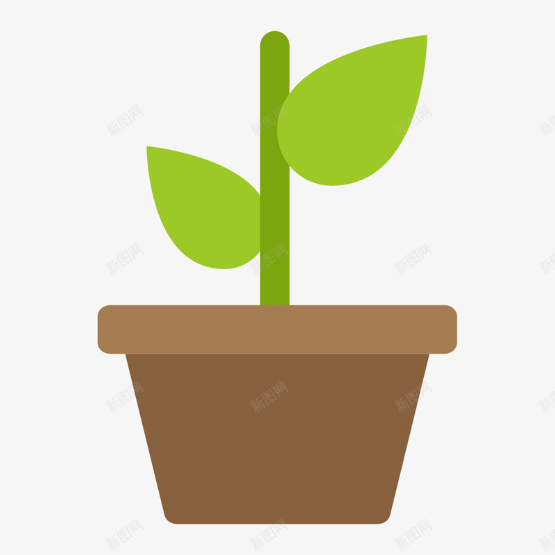 花盆绿植png免抠素材_新图网 https://ixintu.com 一盆 卡通 叶子 手绘 棕色 绿植 绿色 花盆