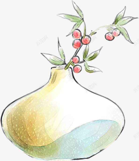 手绘红色小花摆件植物png免抠素材_新图网 https://ixintu.com 摆件 植物 红色