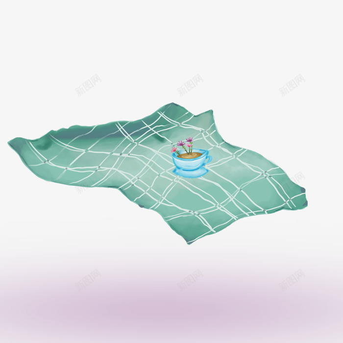 毛毯上的花盆psd免抠素材_新图网 https://ixintu.com 毛毯 白色毛毯 绿色毛毯 花盆 蓝色花盆