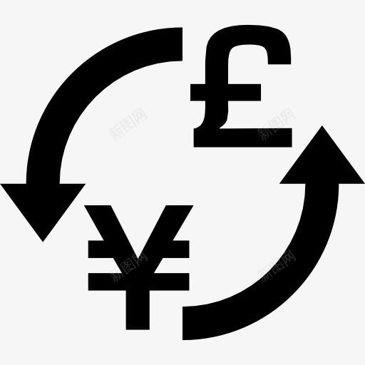 货币兑换日元英镑签图标png_新图网 https://ixintu.com 交换 交流 商业 商务 日元 标志 符号 英镑 象征 钱币兑换