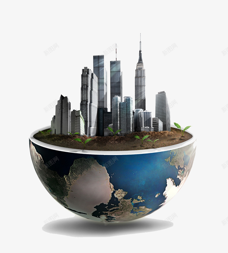 地球花盆种建筑png免抠素材_新图网 https://ixintu.com 地球 大厦 花盆 高楼
