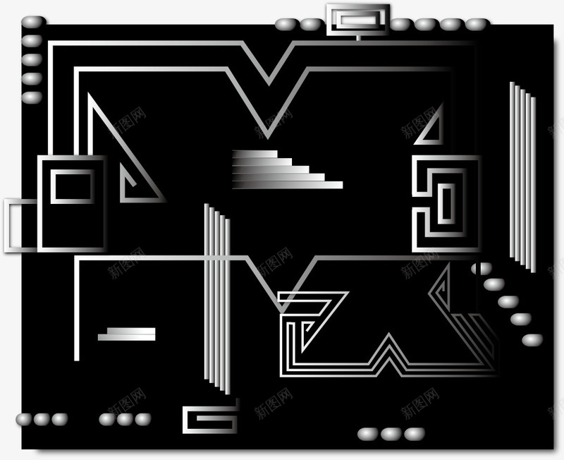 创意黑色手绘电路板png免抠素材_新图网 https://ixintu.com 接线图 智能电路板 电路版