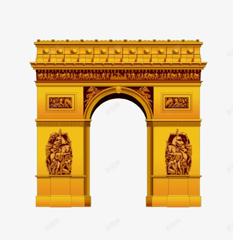金色大门png免抠素材_新图网 https://ixintu.com 华丽 屋顶 手绘 砖瓦 金属 雕花