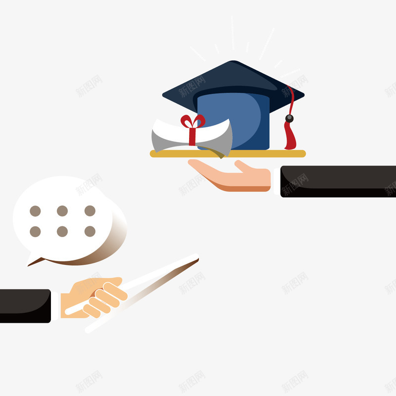 博士帽和手图标png_新图网 https://ixintu.com 伸手 博士帽 对话框 手