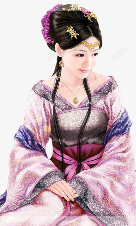 紫衣优雅古风手绘女子png免抠素材_新图网 https://ixintu.com 优雅 古风 女子 手绘