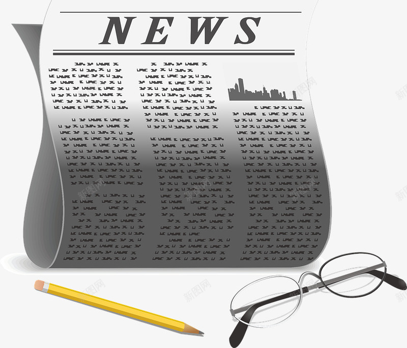 新闻报纸png免抠素材_新图网 https://ixintu.com 眼睛 英文报 记号笔