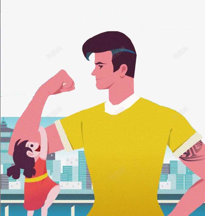 彩色扁平化强壮的父亲卡通插画png免抠素材_新图网 https://ixintu.com 仰慕 卡通 强壮 彩色 扁平化 插画 父亲 父亲节 锻炼