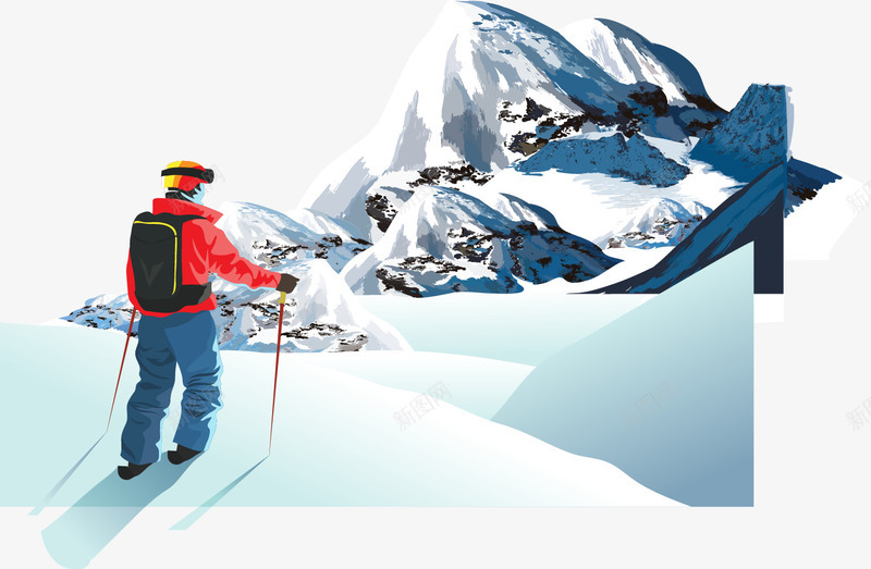 冒险png免抠素材_新图网 https://ixintu.com 冒险 插画 旅游 雪山 驴友
