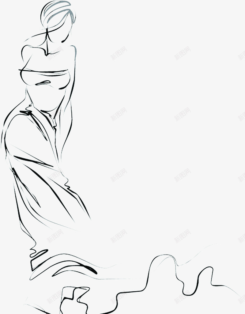 手绘素描晚礼服优雅png免抠素材_新图网 https://ixintu.com 优雅 晚礼服 画礼服 素描