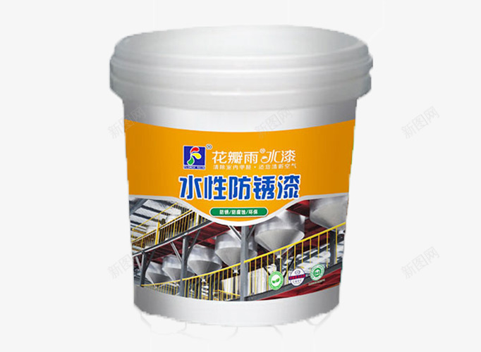 实物水性防锈漆png免抠素材_新图网 https://ixintu.com 品牌 必备 桶装 水性防锈漆 透明png 防锈 黄白色