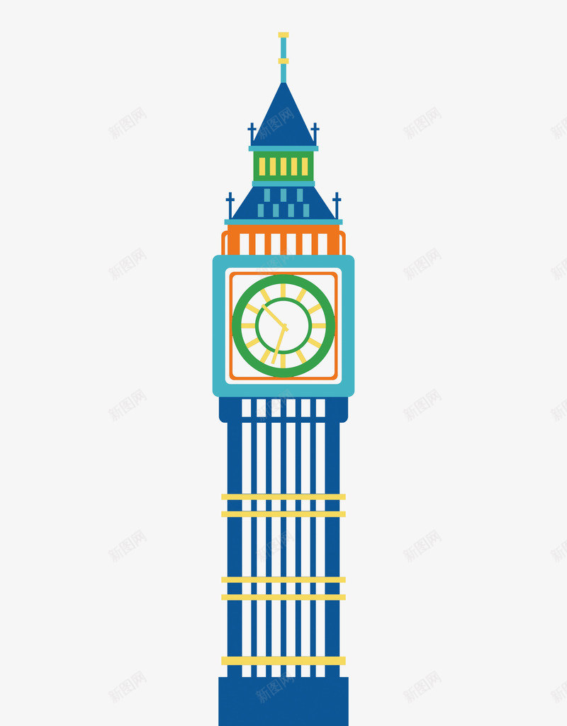 扁平化英国大笨钟矢量图ai免抠素材_新图网 https://ixintu.com 伦敦 大笨钟 建筑 英国地标 英国大笨钟 矢量图