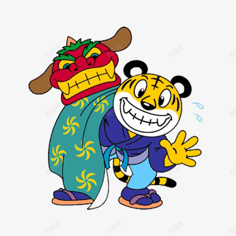 老虎在醒狮png免抠素材_新图网 https://ixintu.com 累瘫 恐怖 模仿醒狮的表情 疲累 累 老虎 醒狮