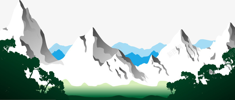 雪山矢量图ai免抠素材_新图网 https://ixintu.com 山脉 雪山 高山 矢量图