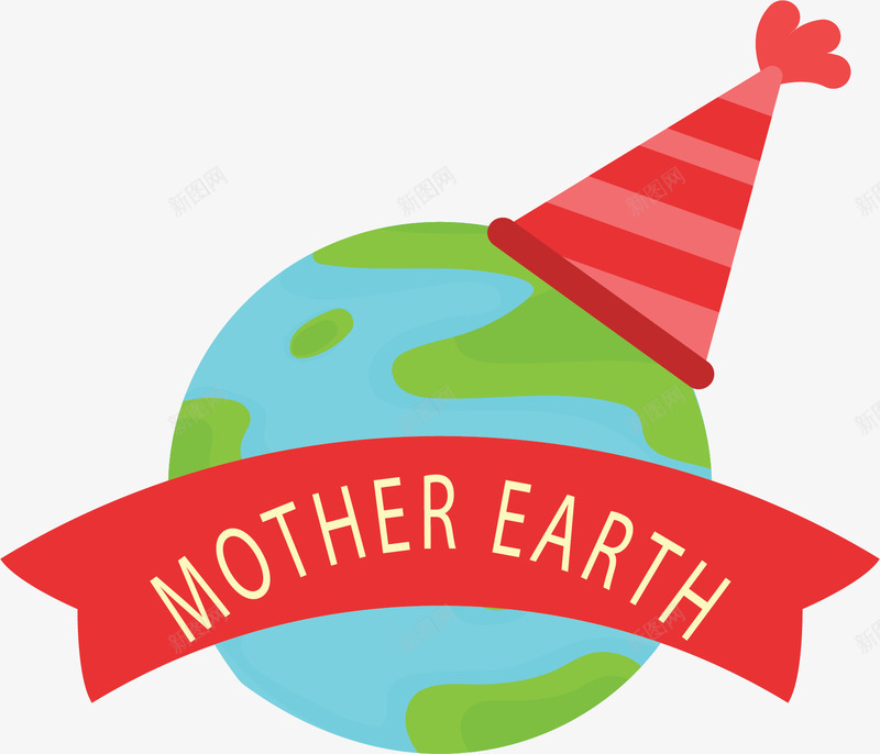 红色生日帽的地球矢量图ai免抠素材_新图网 https://ixintu.com 地球 地球日 地球母亲 生日帽 矢量png 蔚蓝地球 矢量图