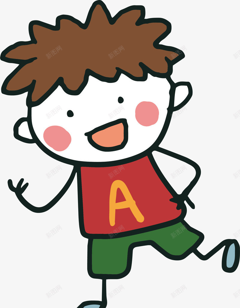 黑色描边动漫简笔画男孩png免抠素材_新图网 https://ixintu.com 卡通男孩 可爱 简笔画 黑色描边