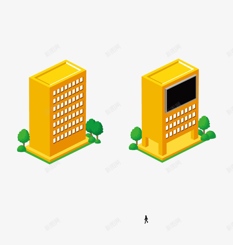 商场大楼png免抠素材_新图网 https://ixintu.com PNG素材 免费矢量 建筑 高清 黄色