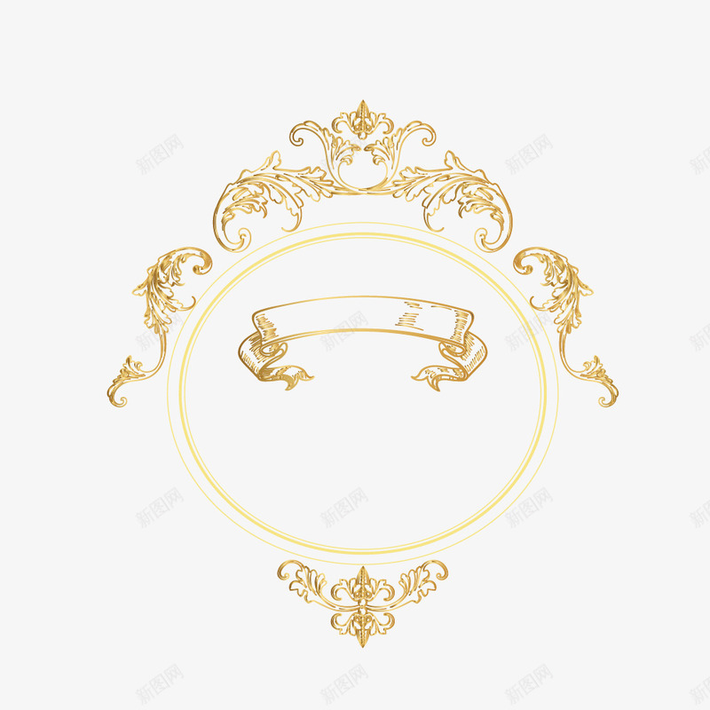 英伦边框古典华丽png免抠素材_新图网 https://ixintu.com 华丽 古典 花边 英伦边框 金色