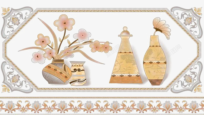 一副鲜花花瓶画png免抠素材_新图网 https://ixintu.com 优雅 清新 粉红色小花 精美画框