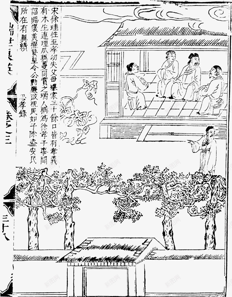 中国风忠孝録黑白线条木刻画1png免抠素材_新图网 https://ixintu.com 中国风 二十四孝 忠孝録 木刻画 母亲节 母爱